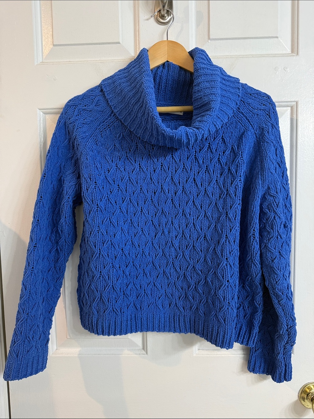 moon & madison Royal Blue Textured Cowl Neck Sweater